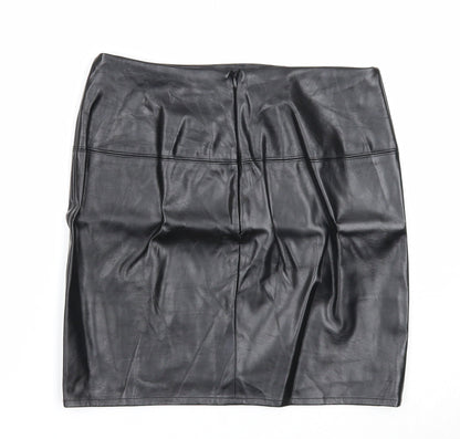 Missguided Womens Black Polyester A-Line Skirt Size 10 Zip