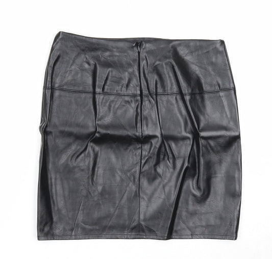 Missguided Womens Black Polyester A-Line Skirt Size 10 Zip
