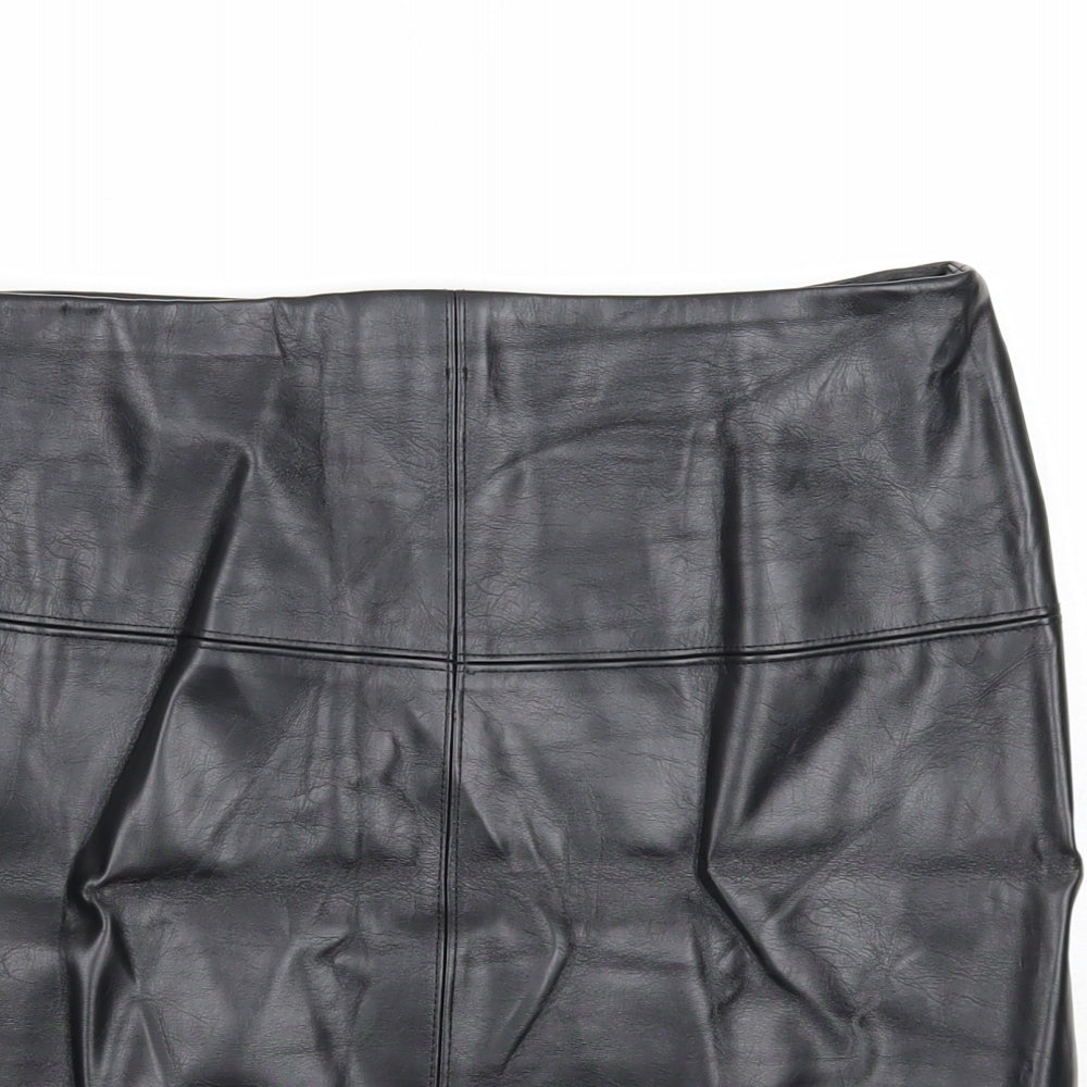Missguided Womens Black Polyester A-Line Skirt Size 10 Zip