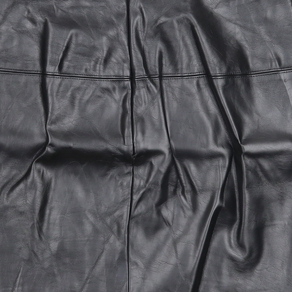 Missguided Womens Black Polyester A-Line Skirt Size 10 Zip