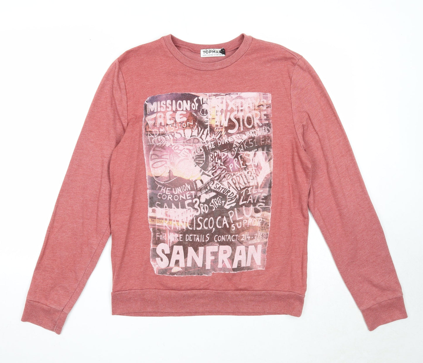 Topman Mens Red Polyester Pullover Sweatshirt Size M