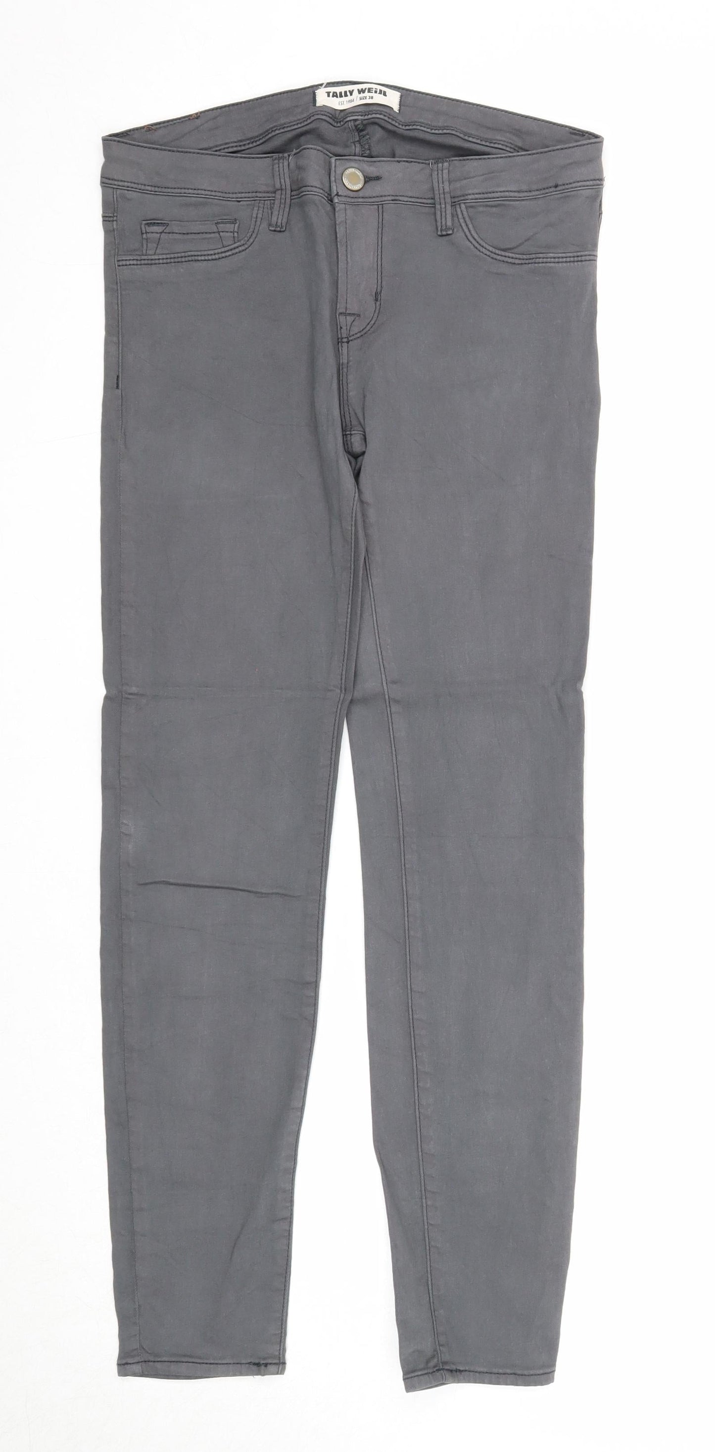 Womens UK Size 10 TALLY WEiJL Regular Fit Straight Grey Jeans
