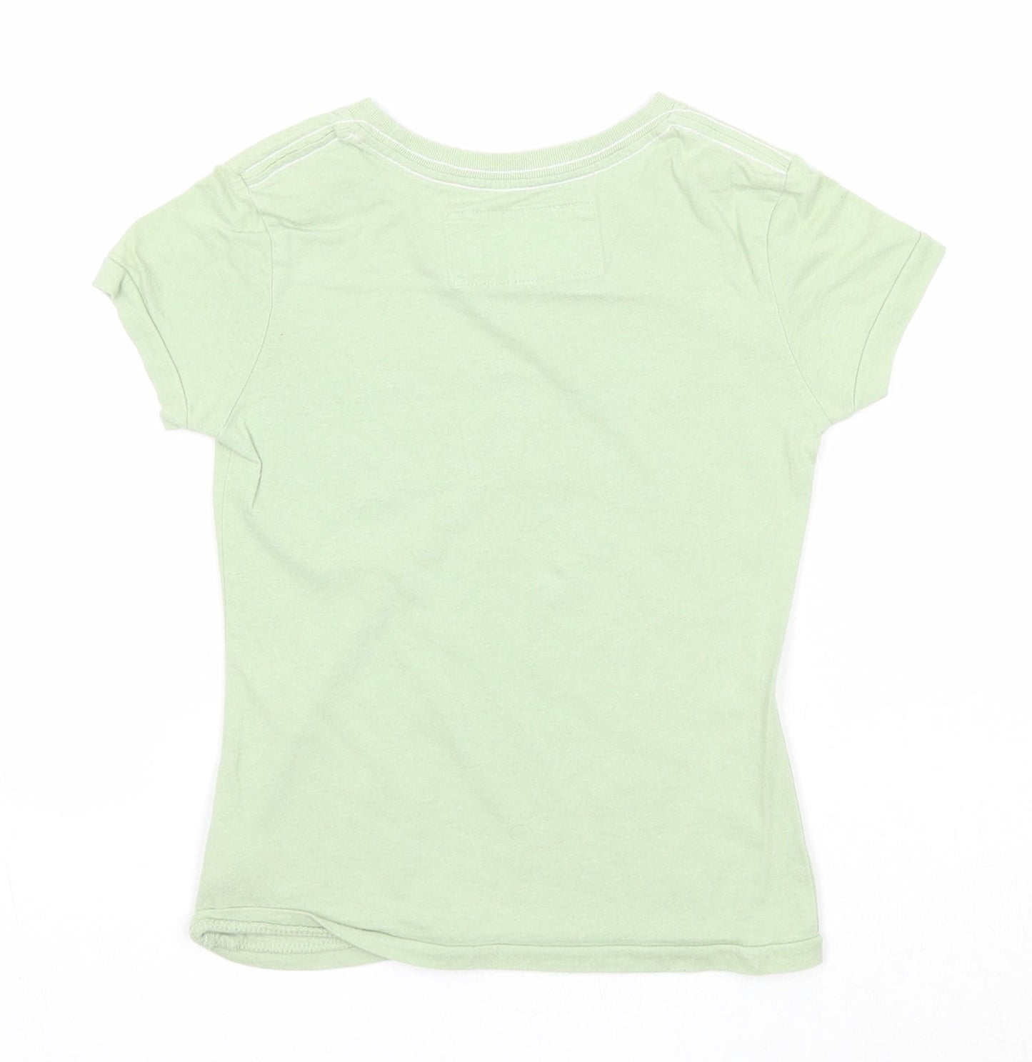 Marks and Spencer Girls Green Cotton Basic T-Shirt Size 6 Years Round Neck Pullover - Because Girls Rock