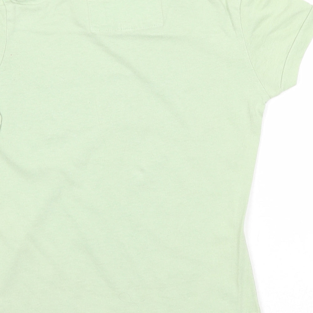 Marks and Spencer Girls Green Cotton Basic T-Shirt Size 6 Years Round Neck Pullover - Because Girls Rock