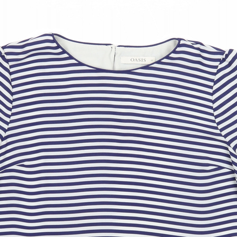Womens UK Size 14 Oasis Blue Basic T-Shirt