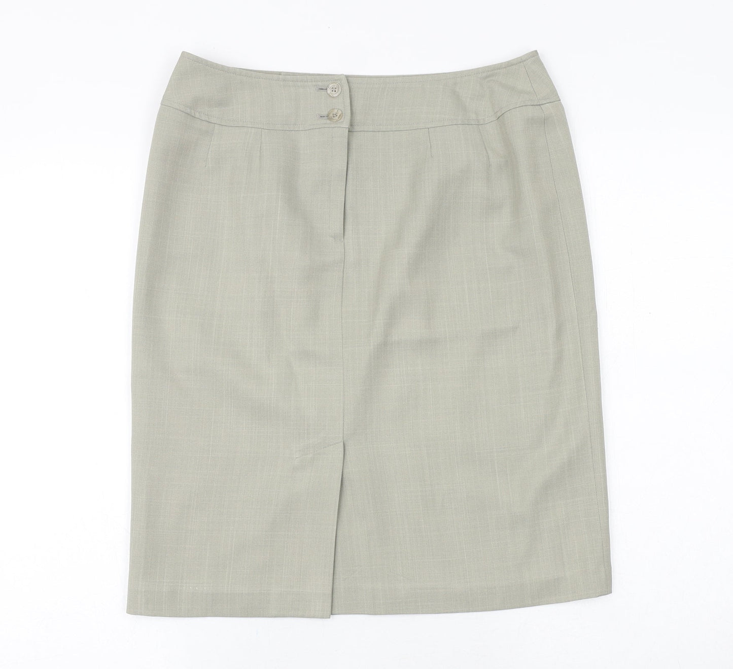 George Womens Green Polyester A-Line Skirt Size 12 Button