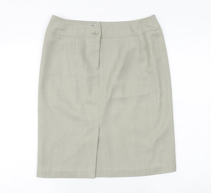 George Womens Green Polyester A-Line Skirt Size 12 Button
