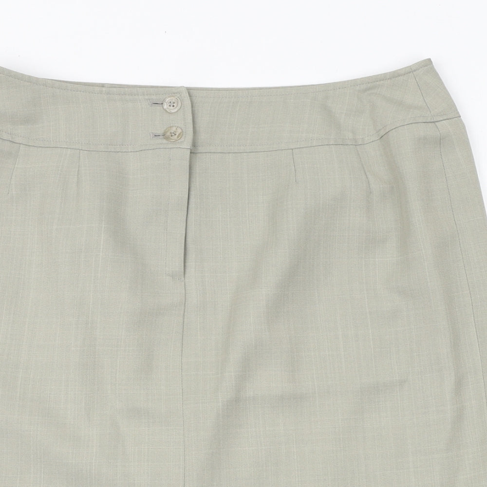 George Womens Green Polyester A-Line Skirt Size 12 Button