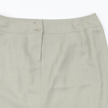 George Womens Green Polyester A-Line Skirt Size 12 Button