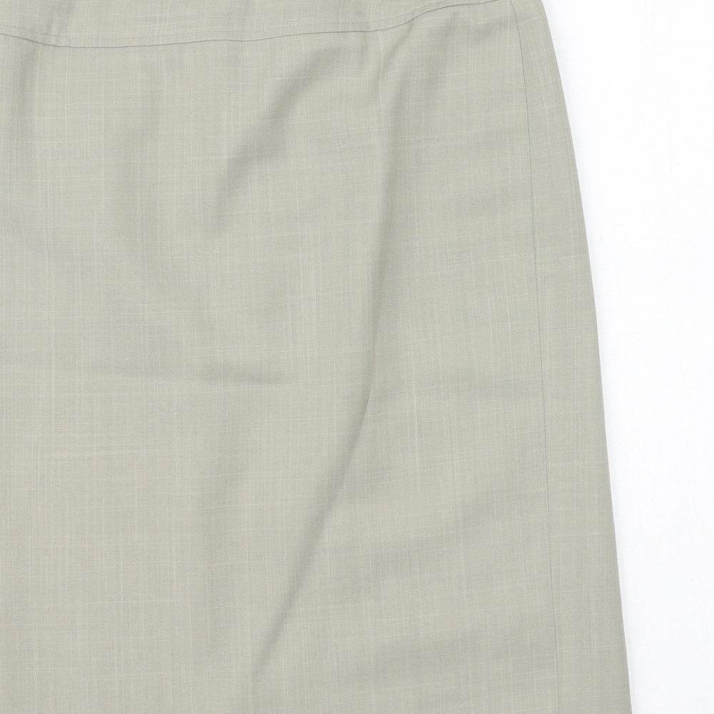 George Womens Green Polyester A-Line Skirt Size 12 Button