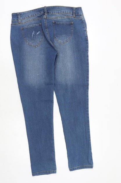Janina Womens Blue Cotton Skinny Jeans Size 12 Regular Zip