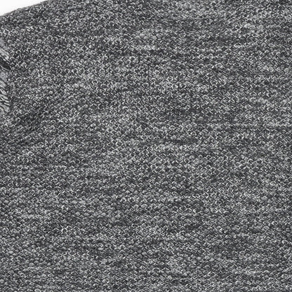 Marks and Spencer Womens Grey Round Neck Geometric Acrylic Full Zip Jumper Size L
