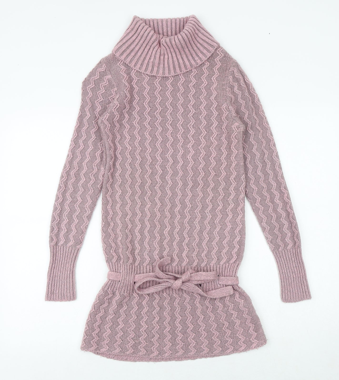 Clockhouse Womens Pink Roll Neck Geometric Acrylic Pullover Jumper Size S