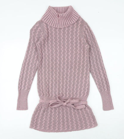 Clockhouse Womens Pink Roll Neck Geometric Acrylic Pullover Jumper Size S