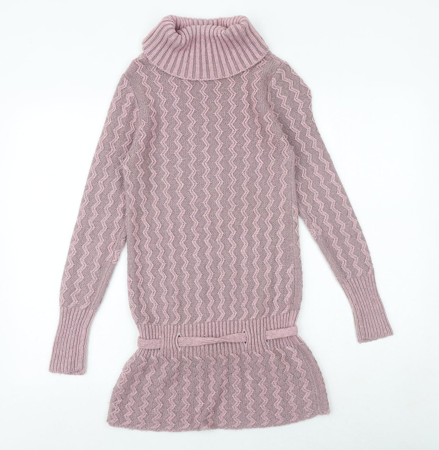 Clockhouse Womens Pink Roll Neck Geometric Acrylic Pullover Jumper Size S