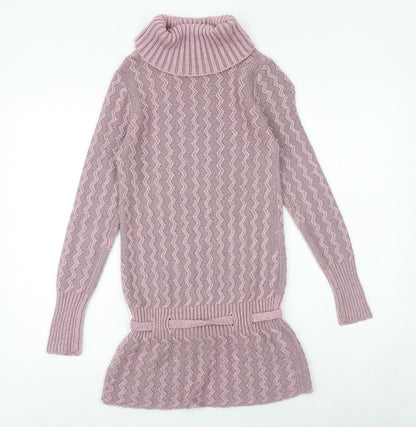 Clockhouse Womens Pink Roll Neck Geometric Acrylic Pullover Jumper Size S