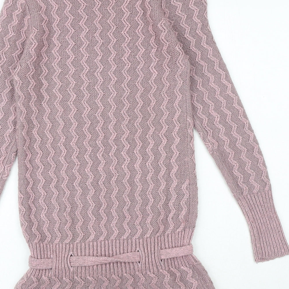 Clockhouse Womens Pink Roll Neck Geometric Acrylic Pullover Jumper Size S