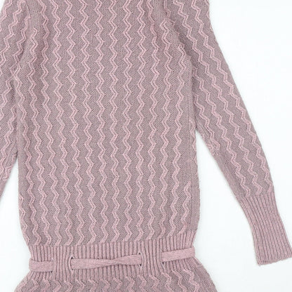 Clockhouse Womens Pink Roll Neck Geometric Acrylic Pullover Jumper Size S