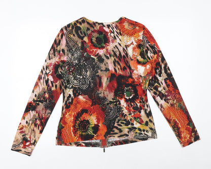Gerry Weber Womens Multicoloured Geometric Viscose Basic Blouse Size 10 Round Neck