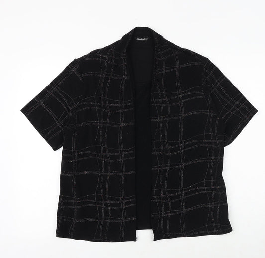 Berkertex Womens Black Plaid Viscose Kimono Blouse Size 18 V-Neck