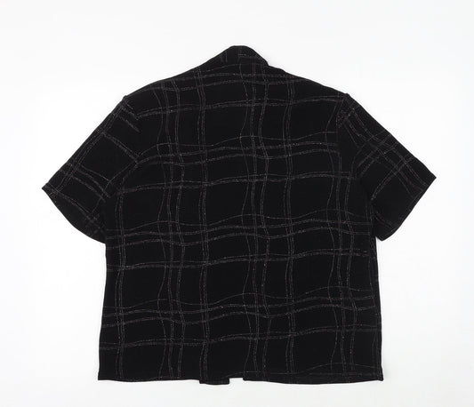 Berkertex Womens Black Plaid Viscose Kimono Blouse Size 18 V-Neck