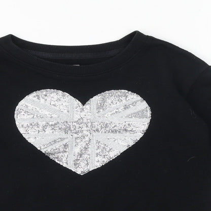 Gap Girls Black Cotton Pullover Sweatshirt Size 10 Years Pullover - Heart