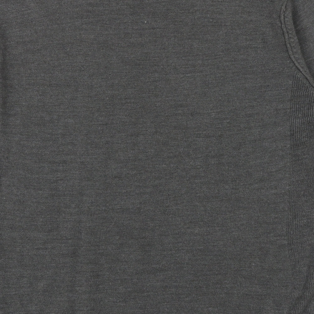 Twisted Soul Mens Grey V-Neck Acrylic Pullover Jumper Size M Long Sleeve