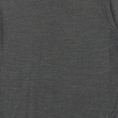 Twisted Soul Mens Grey V-Neck Acrylic Pullover Jumper Size M Long Sleeve