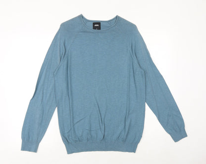 Burton Mens Blue Round Neck Cotton Pullover Jumper Size M Long Sleeve