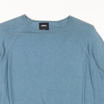 Burton Mens Blue Round Neck Cotton Pullover Jumper Size M Long Sleeve