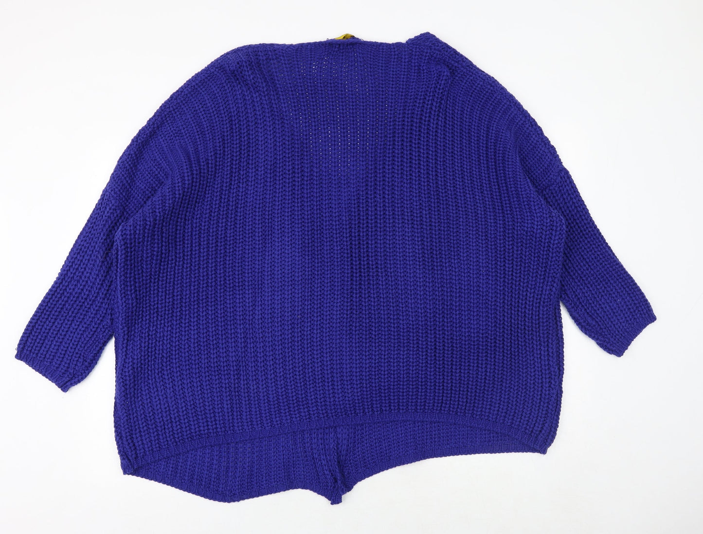 Elk Womens Blue V-Neck Acrylic Cardigan Jumper Size M