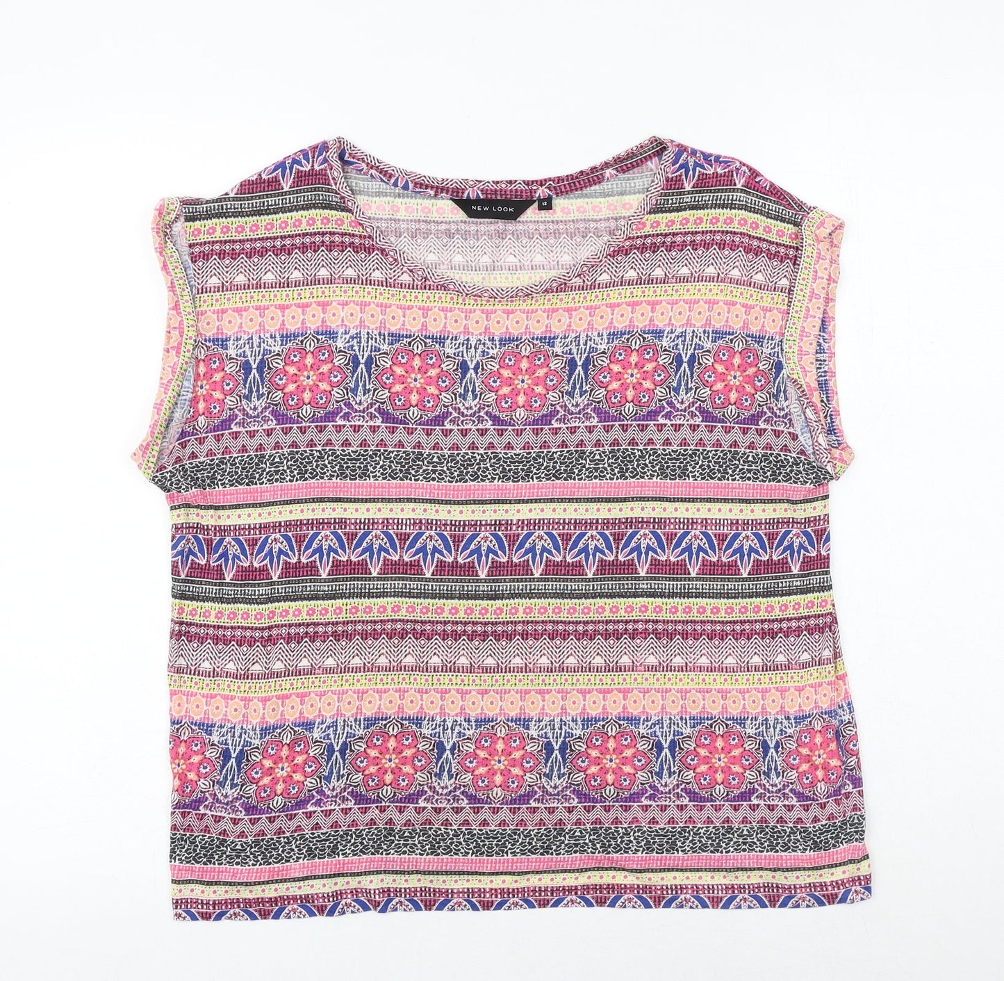 Womens UK Size 12 New Look Multicoloured Basic Blouse