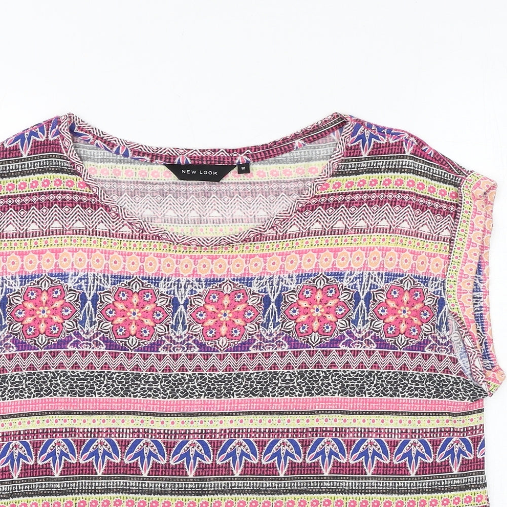 Womens UK Size 12 New Look Multicoloured Basic Blouse