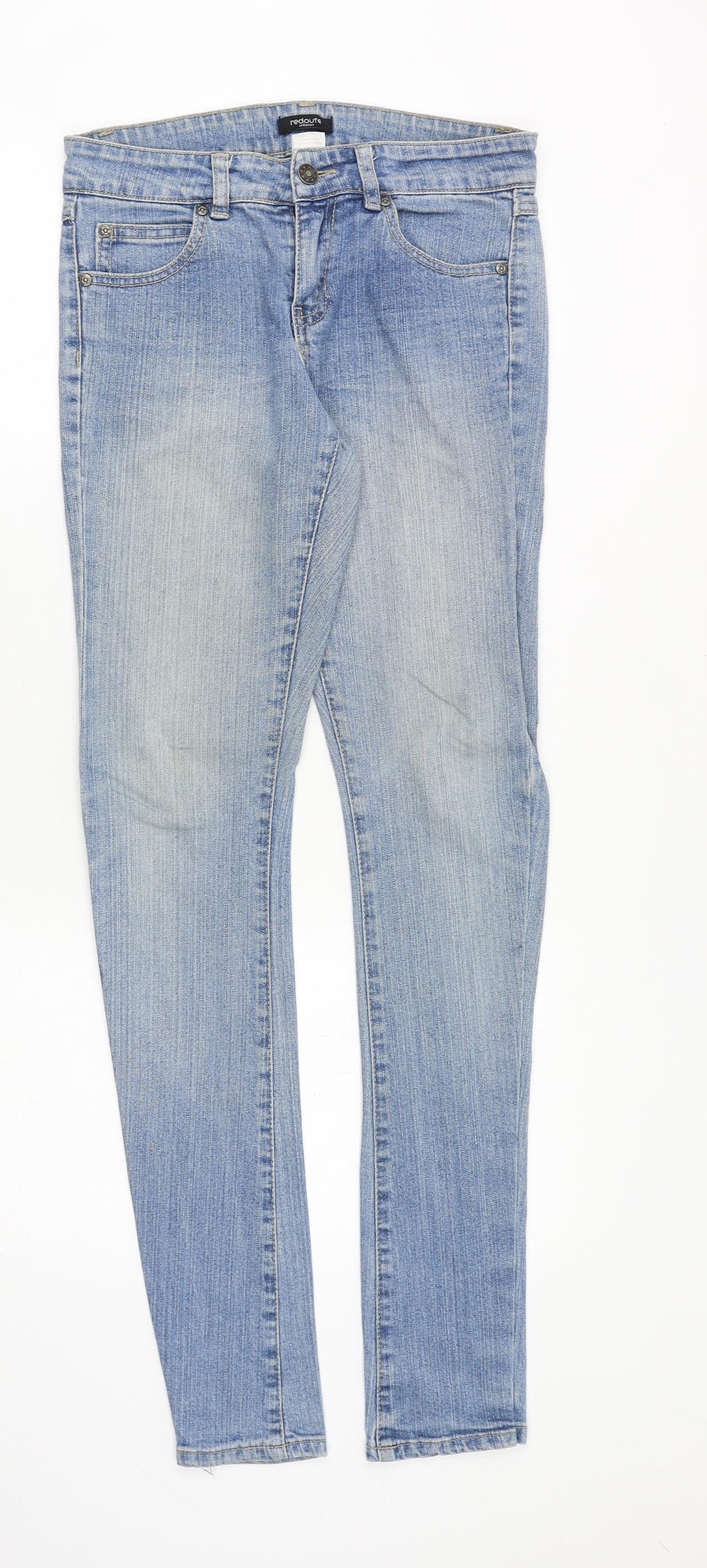 Redoute Womens Blue Cotton Skinny Jeans Size 4 Regular Zip