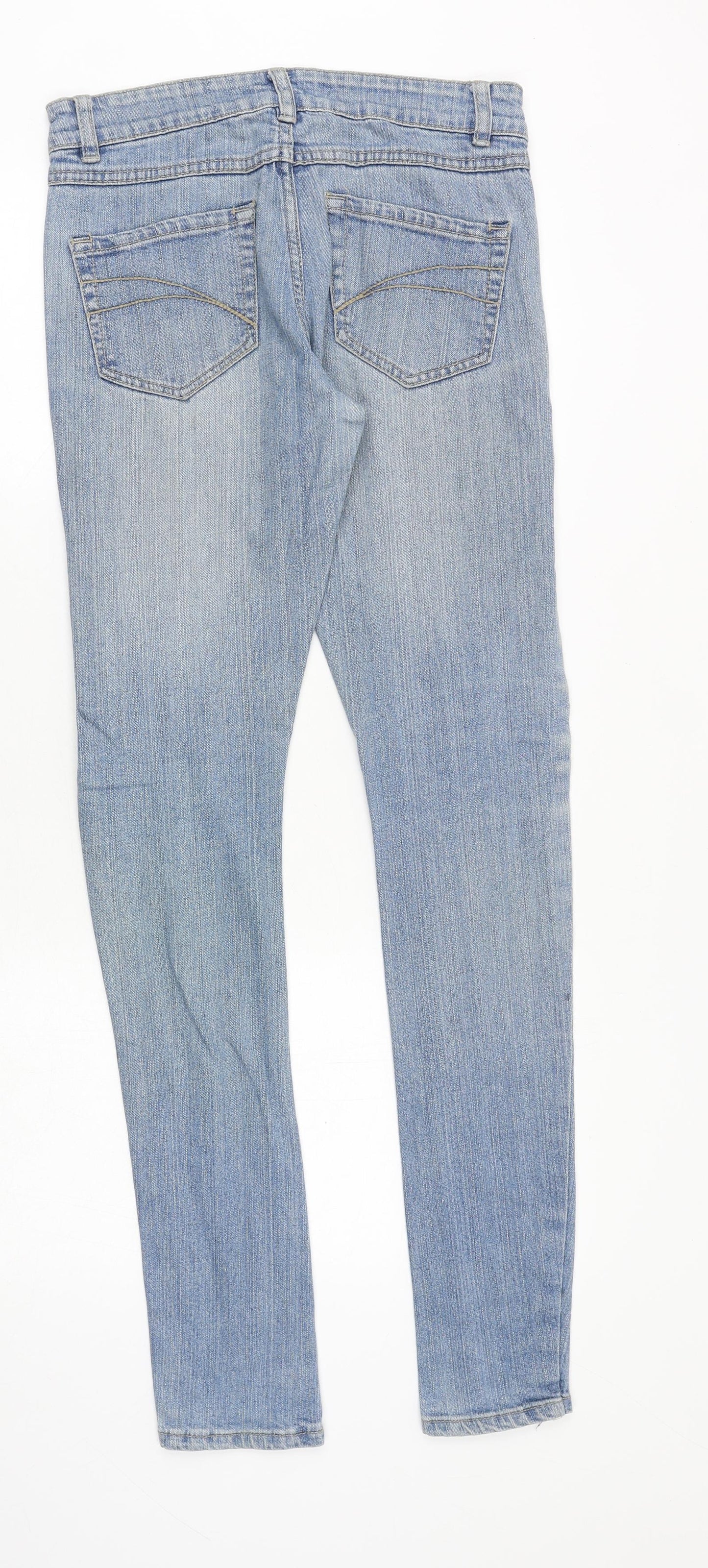Redoute Womens Blue Cotton Skinny Jeans Size 4 Regular Zip