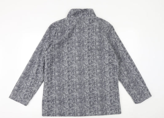 Anna De Lancay Womens Grey Herringbone Pea Coat Coat Size S Button