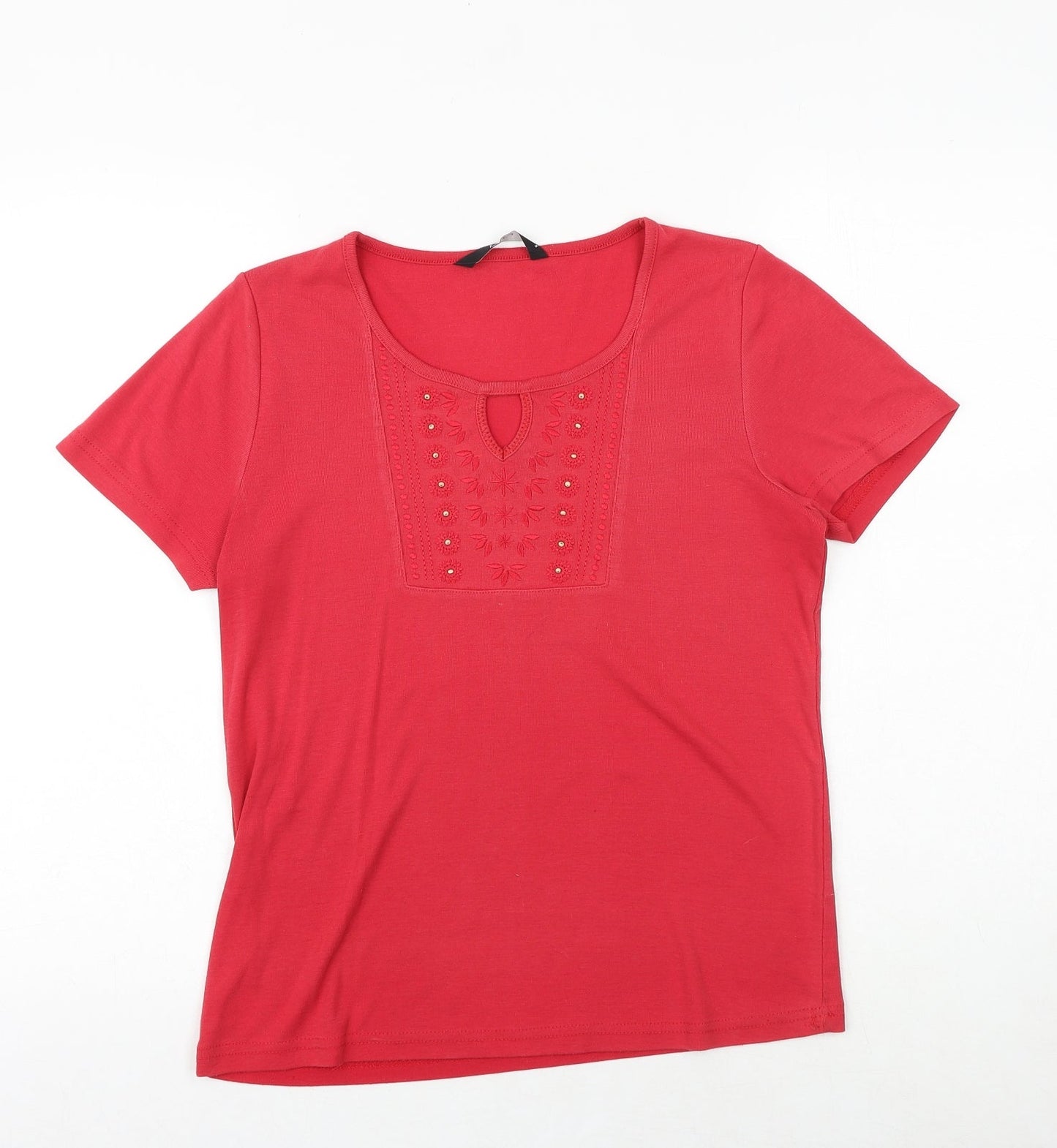 Womens UK Size S Bonmarché Red Basic T-Shirt