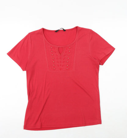 Womens UK Size S Bonmarché Red Basic T-Shirt