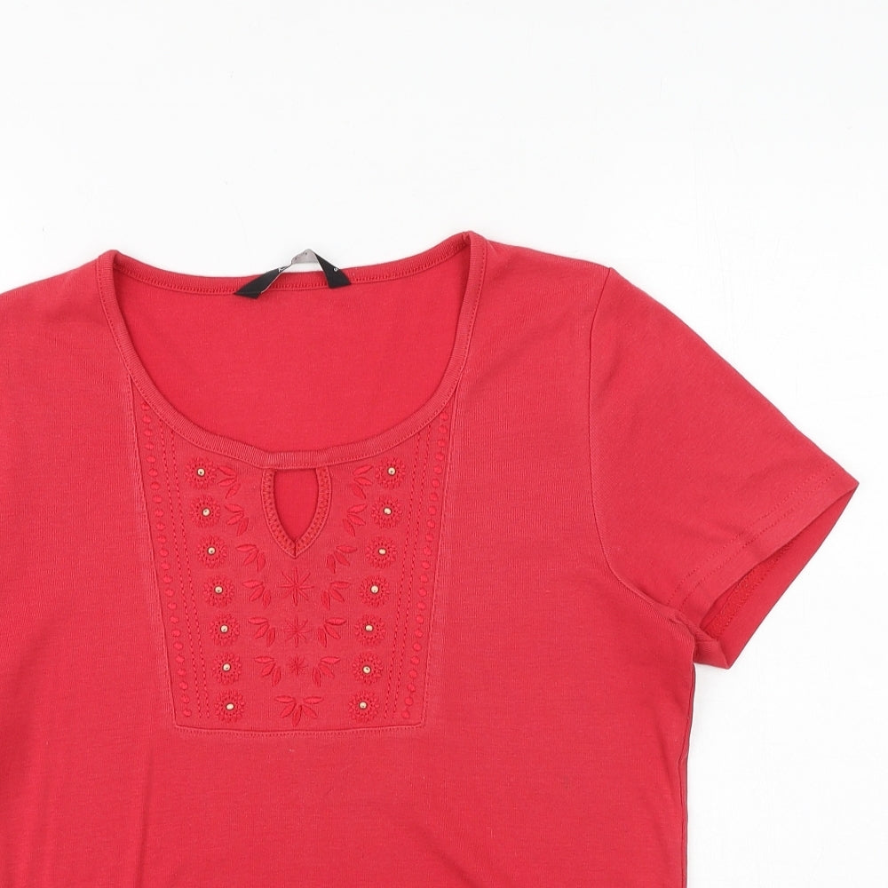 Womens UK Size S Bonmarché Red Basic T-Shirt