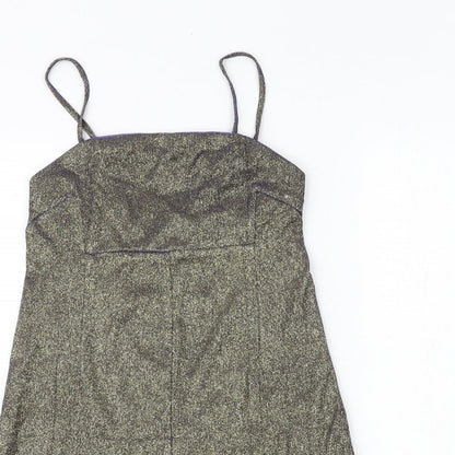 Cameo Rose Womens Gold Polyester A-Line Size 6 Square Neck Zip