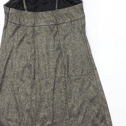 Cameo Rose Womens Gold Polyester A-Line Size 6 Square Neck Zip