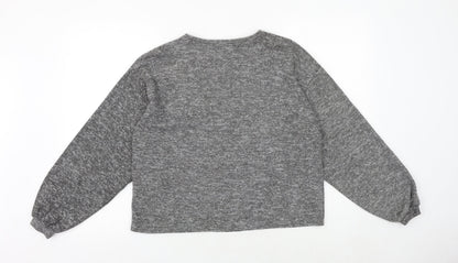 Womens UK Size M New Look Grey Basic Blouse