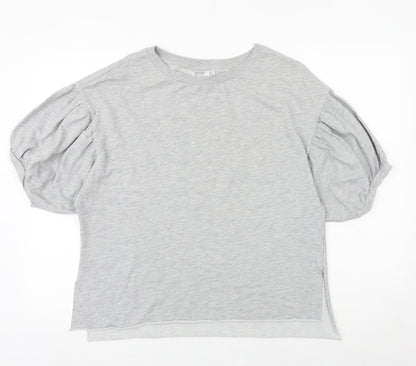 Bershka Womens Grey Polyester Basic T-Shirt Size S Round Neck