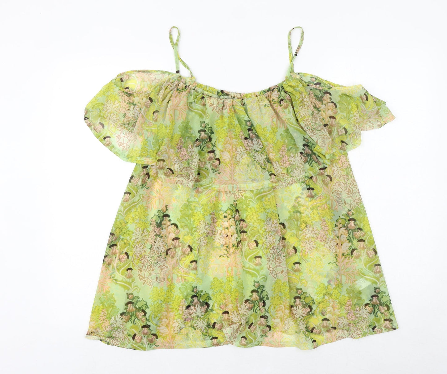 Womens UK Size 8 Topshop Green Basic Blouse