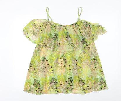Womens UK Size 8 Topshop Green Basic Blouse