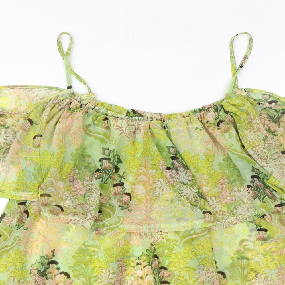 Womens UK Size 8 Topshop Green Basic Blouse