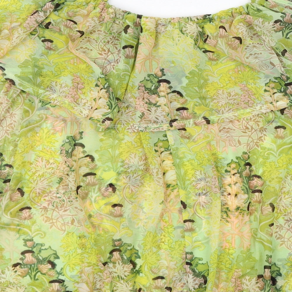 Womens UK Size 8 Topshop Green Basic Blouse