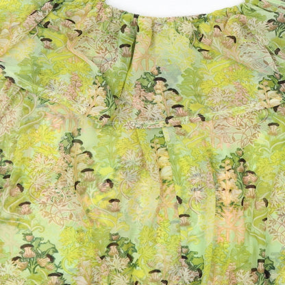 Womens UK Size 8 Topshop Green Basic Blouse