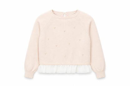 NEXT Girls Pink Round Neck Nylon Pullover Jumper Size 9 Years Button