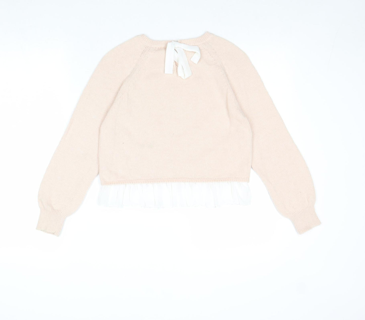 NEXT Girls Pink Round Neck Nylon Pullover Jumper Size 9 Years Button